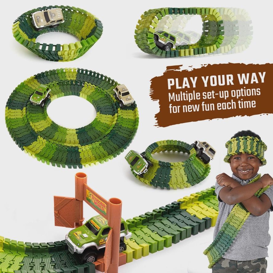 Dinosaur Race Car Track Set Toy