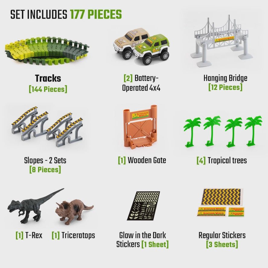 Dinosaur Race Car Track Set Toy