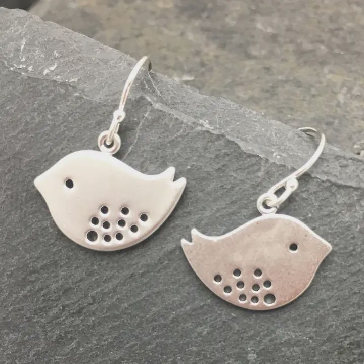 Silver Bird Matt Finish Earrings