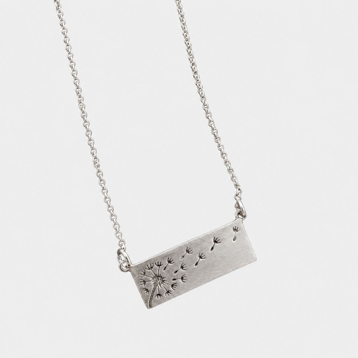 Silver Dandelion Bar Necklace