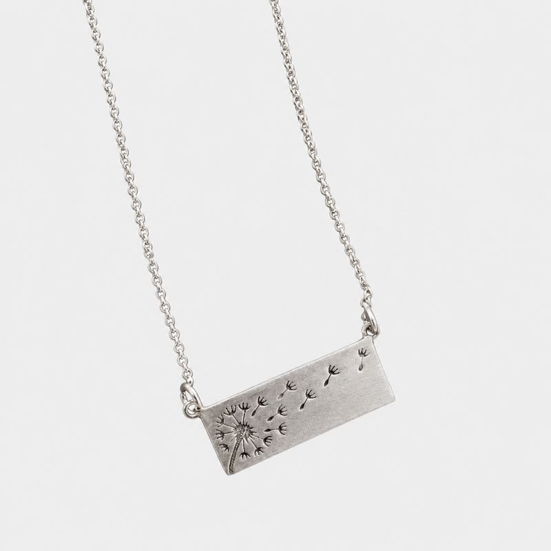 Silver Dandelion Bar Necklace