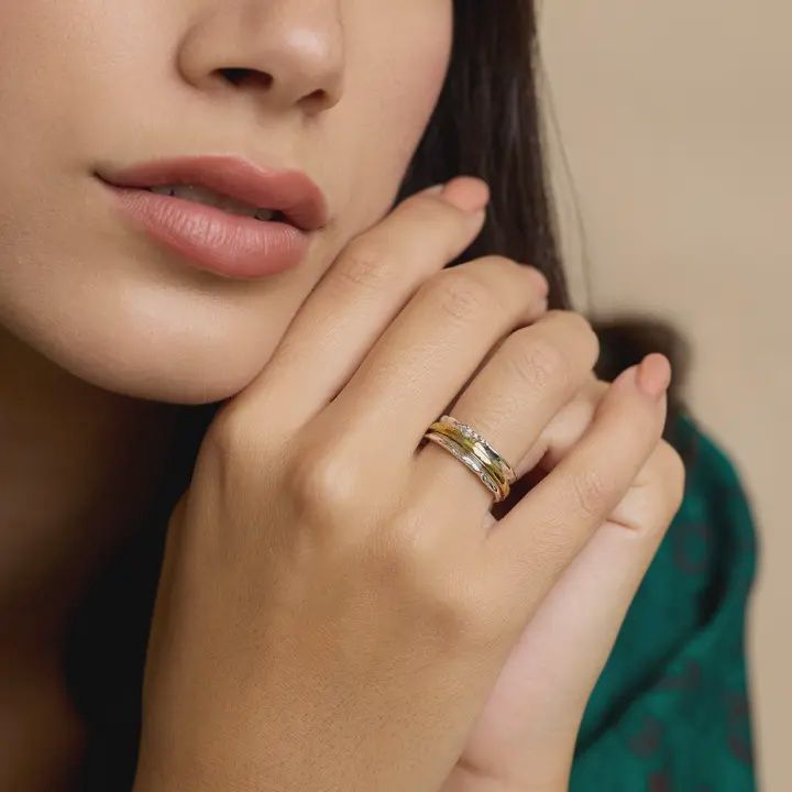 Sterling Silver Ring Revolve Brass Band