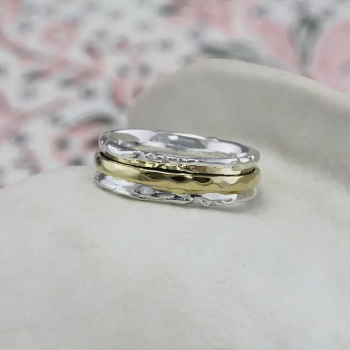 Sterling Silver Ring Revolve Brass Band