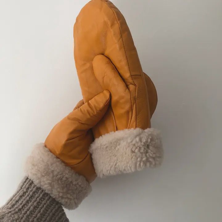 Leather Shearling Mittens