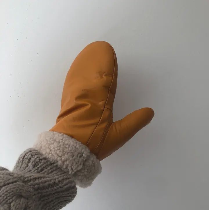 Leather Shearling Mittens