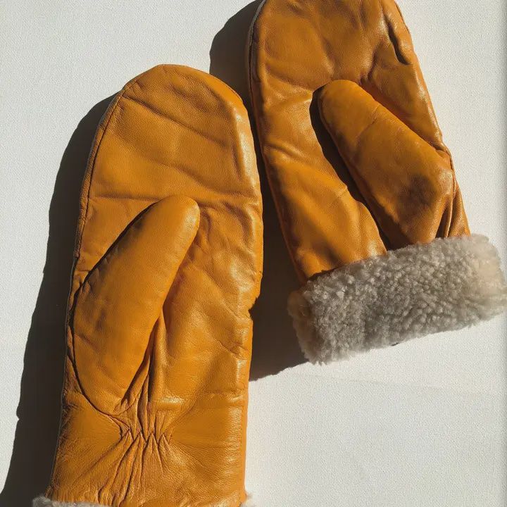 Leather Shearling Mittens
