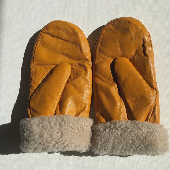 Leather Shearling Mittens