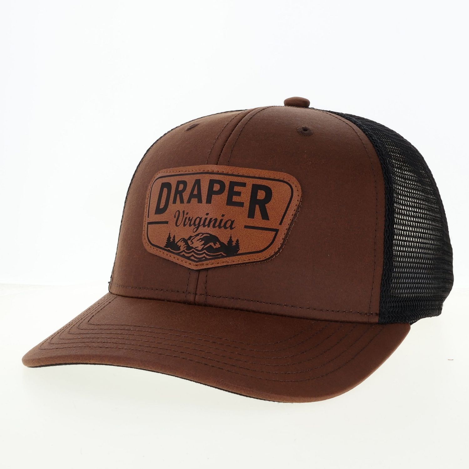 The Draper Trucker Hat, Color: Brown oil cloth/black