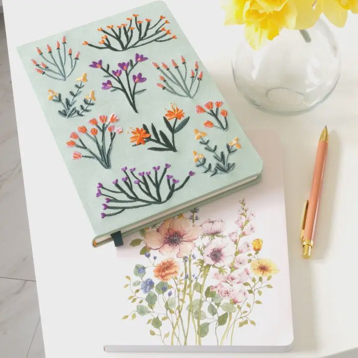 Petite Blooms Vegan  Embroidered Journal