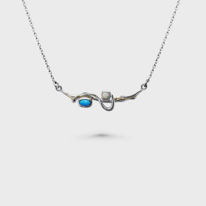 Handmade Sterling Silver Flowing Opalite Necklace