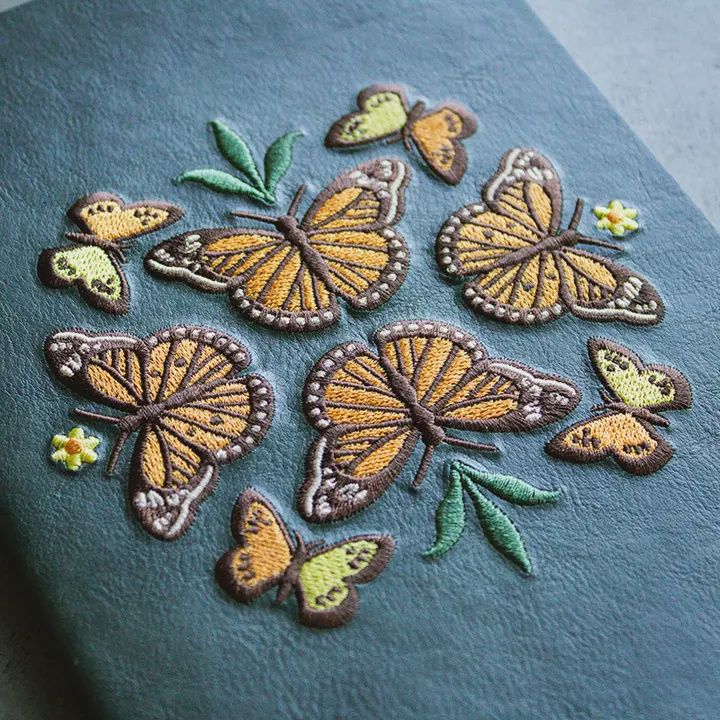 Butterfly Dance Vegan  Embroidered Journal