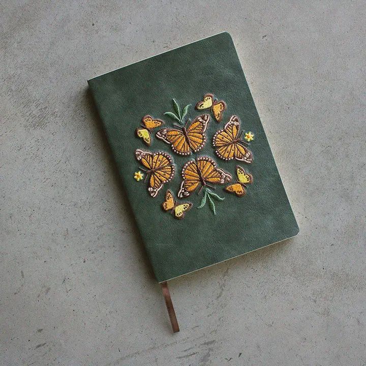 Butterfly Dance Vegan  Embroidered Journal
