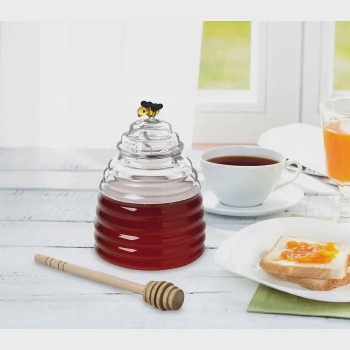 Kitchen Glass Honey Jar With Lid