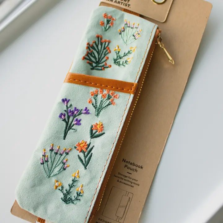 Petite Blooms Embroidered Notebook Pouch