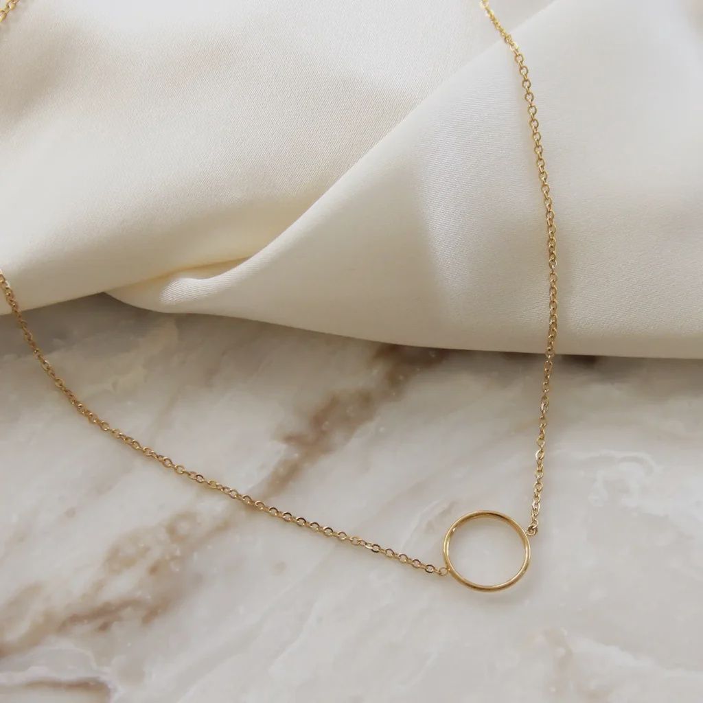 Open Circle Choker Silver Necklace