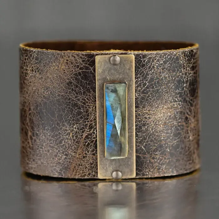 2" Leather Cuff - Labradorite
