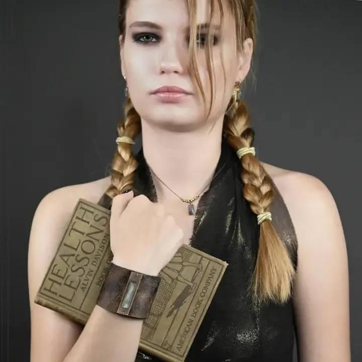 2" Leather Cuff - Labradorite