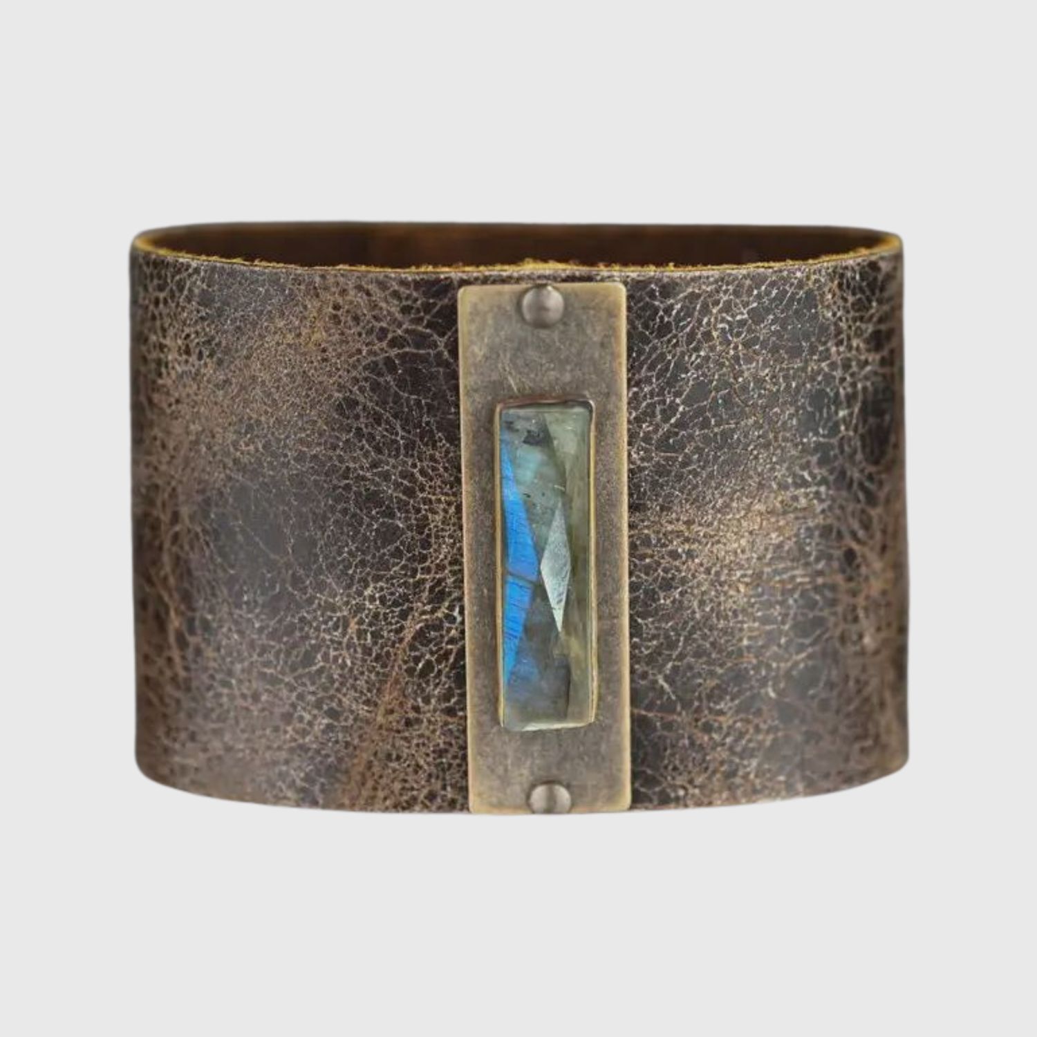 2" Leather Cuff - Labradorite