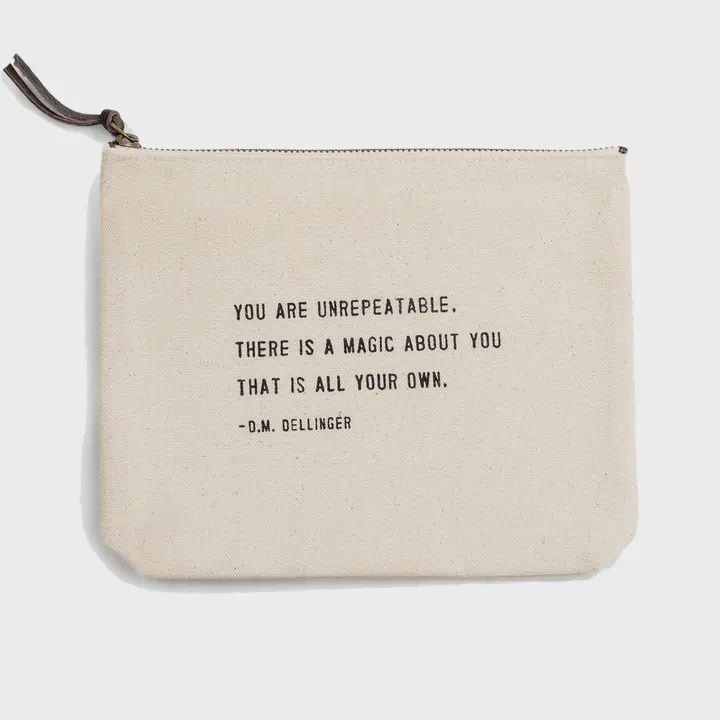 Quote Canvas Zip Bag