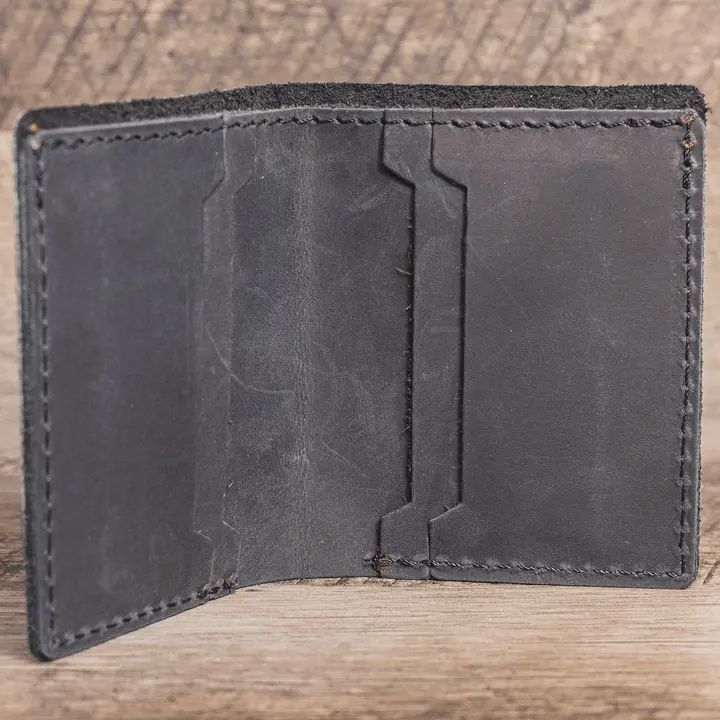 Handmade Leather Bifold Wallet-Black