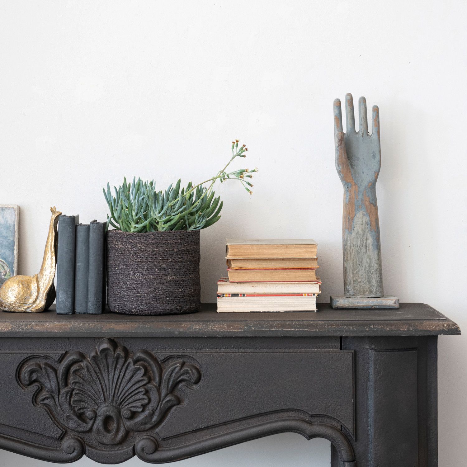 Found Wood Glove Mold On Stand