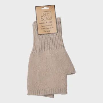 Oatmeal Cosy Plain Knit Fingerless Gloves