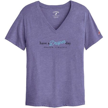 Have A Draper Day Short Sleeve Tee, Color: Periwinkle - V Neck, Size: Small