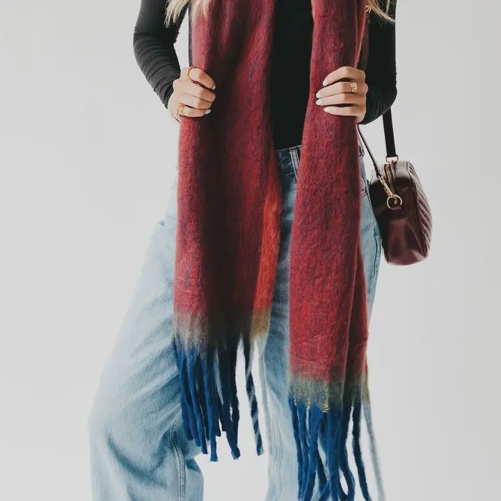 Octavia Ombre Scarf - Red