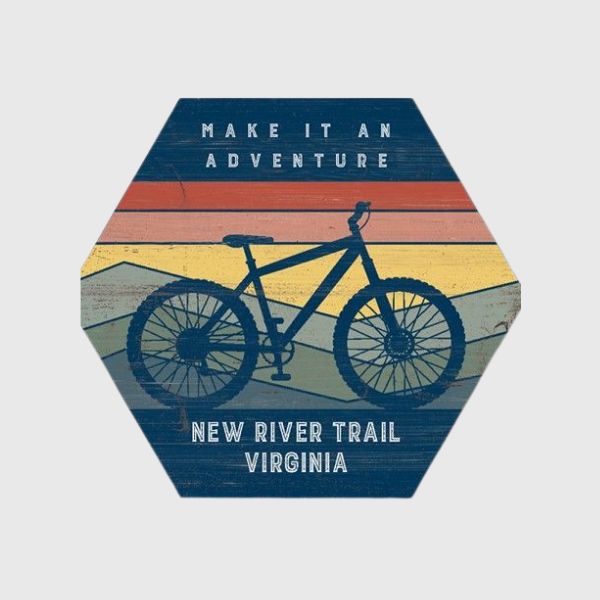 New River Trail Hexagon Magnet