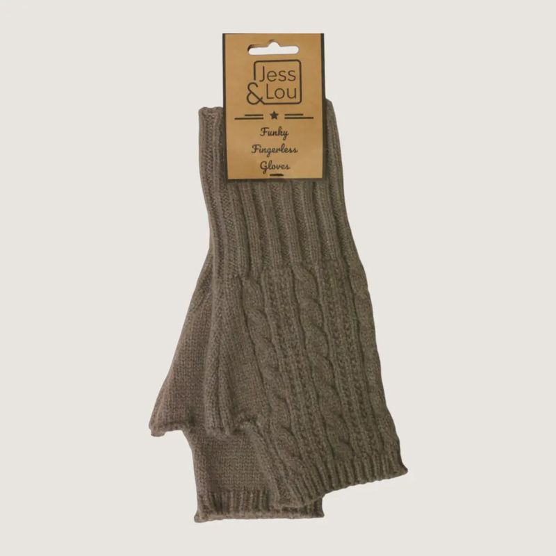Cappuccino Cosy Cable Knit Fingerless Gloves