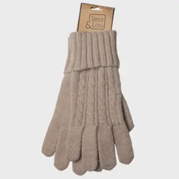 Oatmeal Cosy Cable Knit Gloves