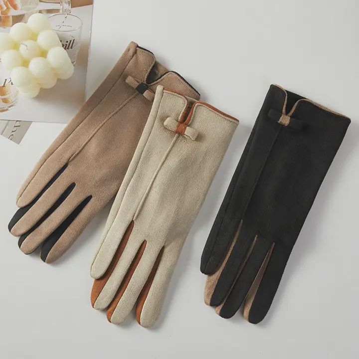 Two Tone w/ Small Bow Trim Gloves