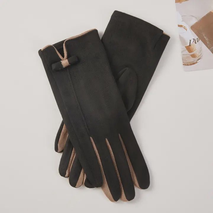 Two Tone w/ Small Bow Trim Gloves