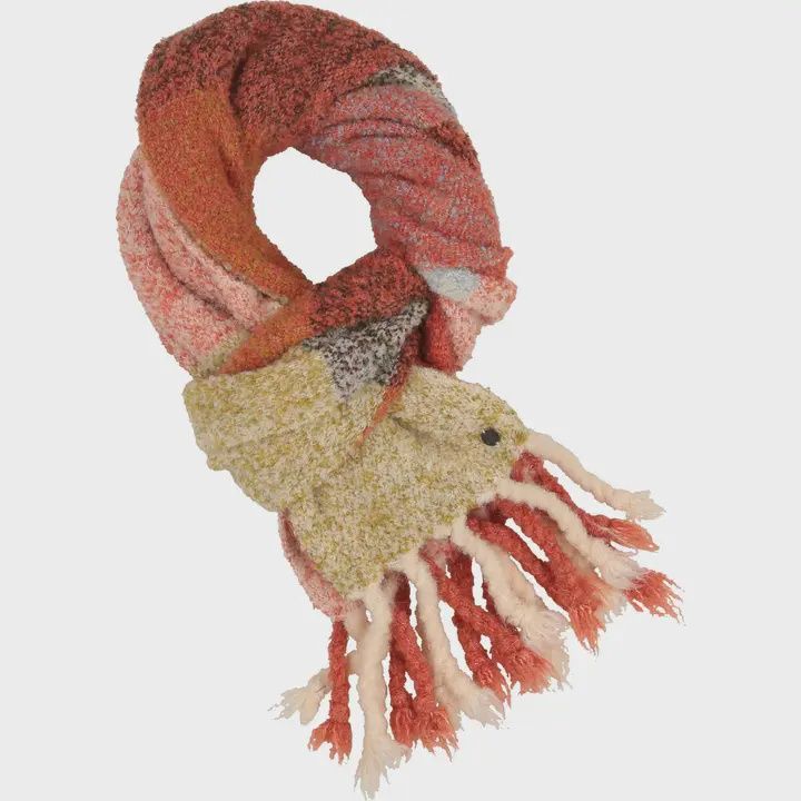 Boucle Colorblock Scarf - Safari Green