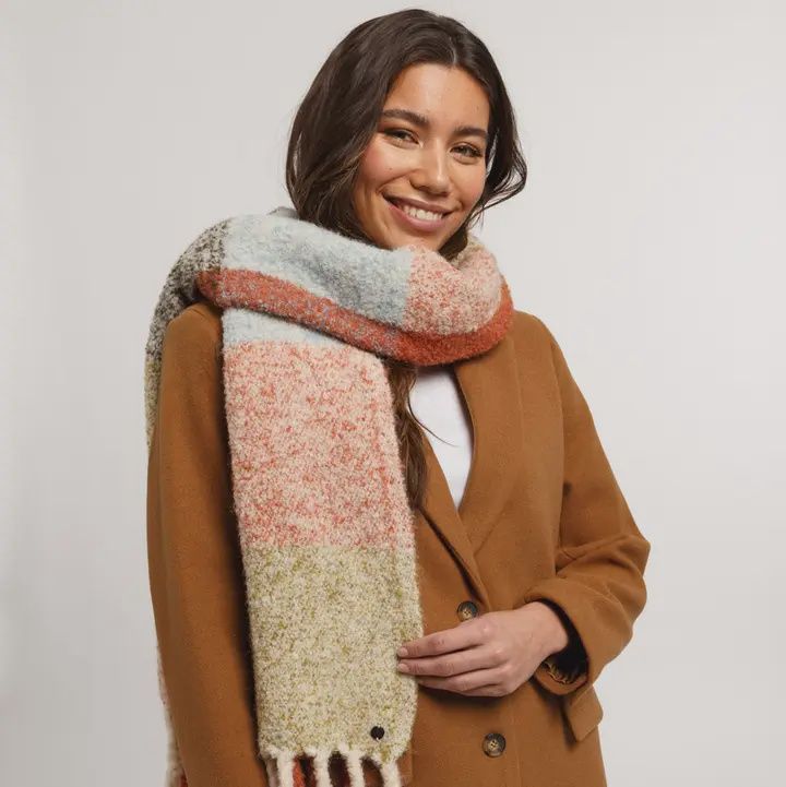 Boucle Colorblock Scarf - Safari Green