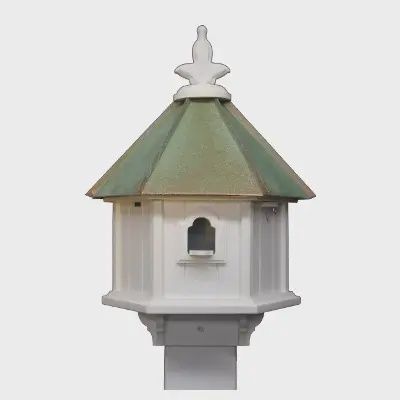 Hexagon Bird House W/Copper Roof Verdi
