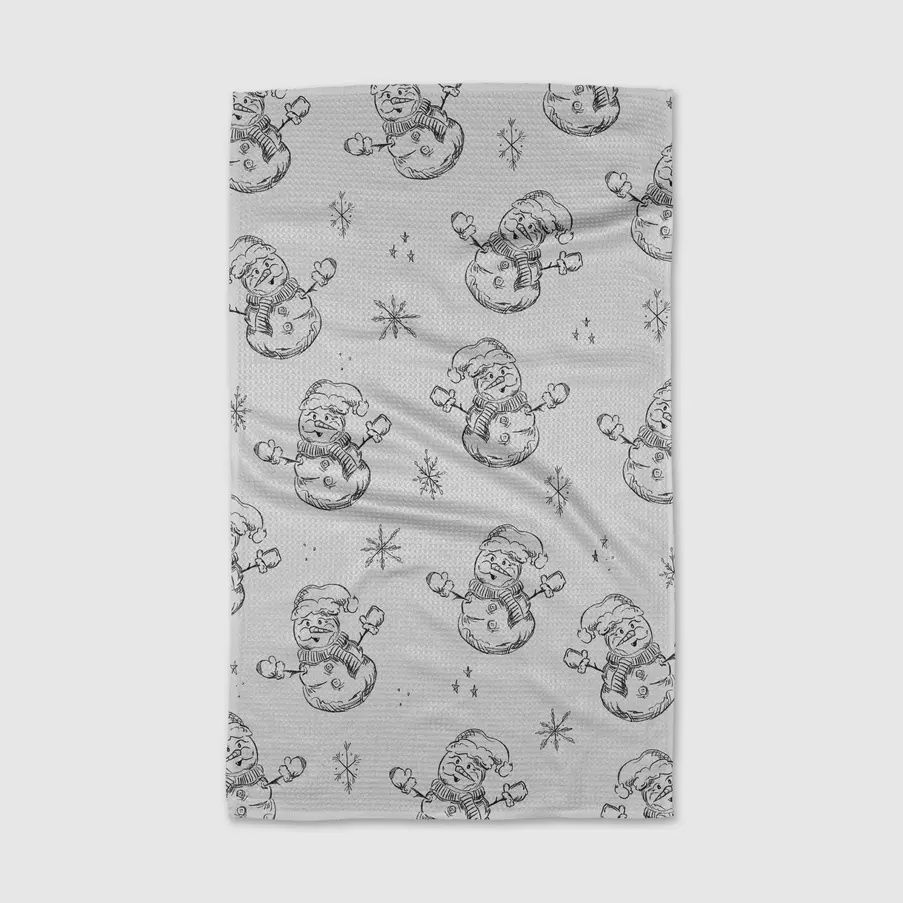 Snowmen Charcoal Tea Towel