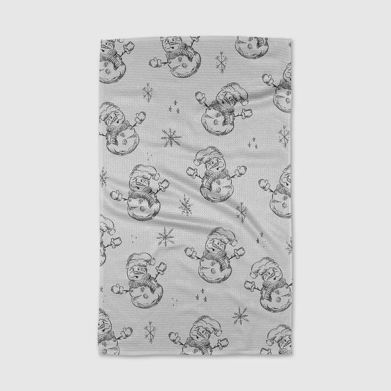 Snowmen Charcoal Tea Towel