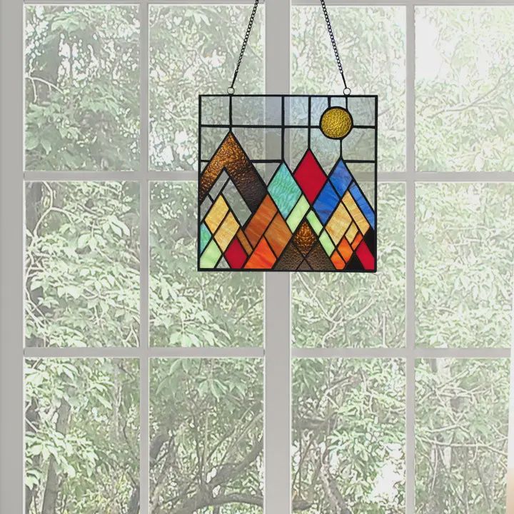 Beyond the Mountain Tops Multicolored Window Panel 10"H