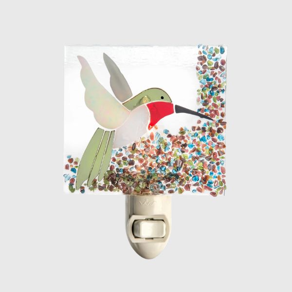 Hummingbird Night Light Fused Stained Glass