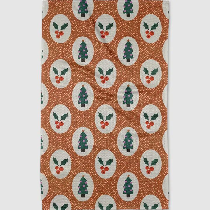 Vintage Holly Christmas Tea Towel
