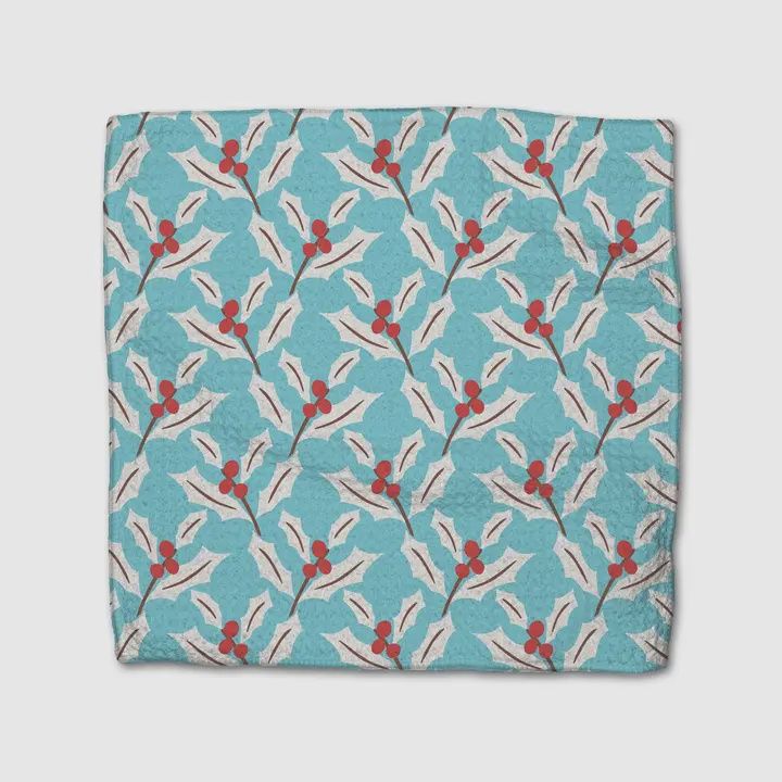 Winter Holly Dishcloth Set