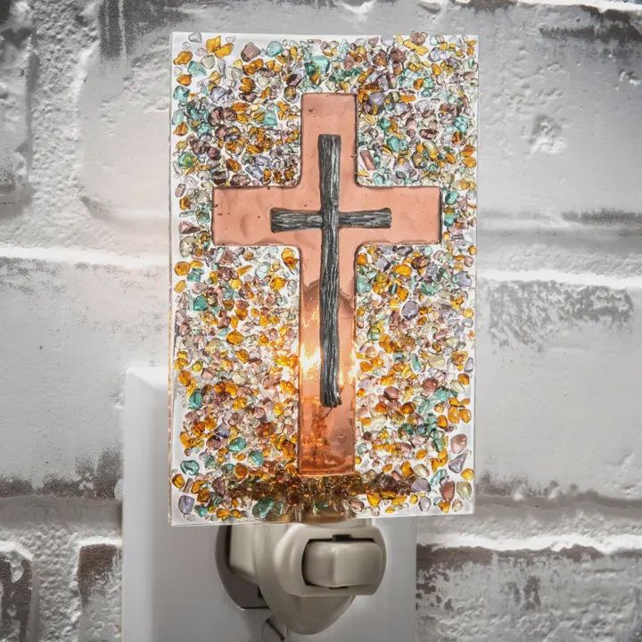 Cross Night Light Fused Stained Glass
