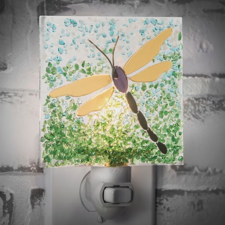 Dragonfly Fused Glass Night Light