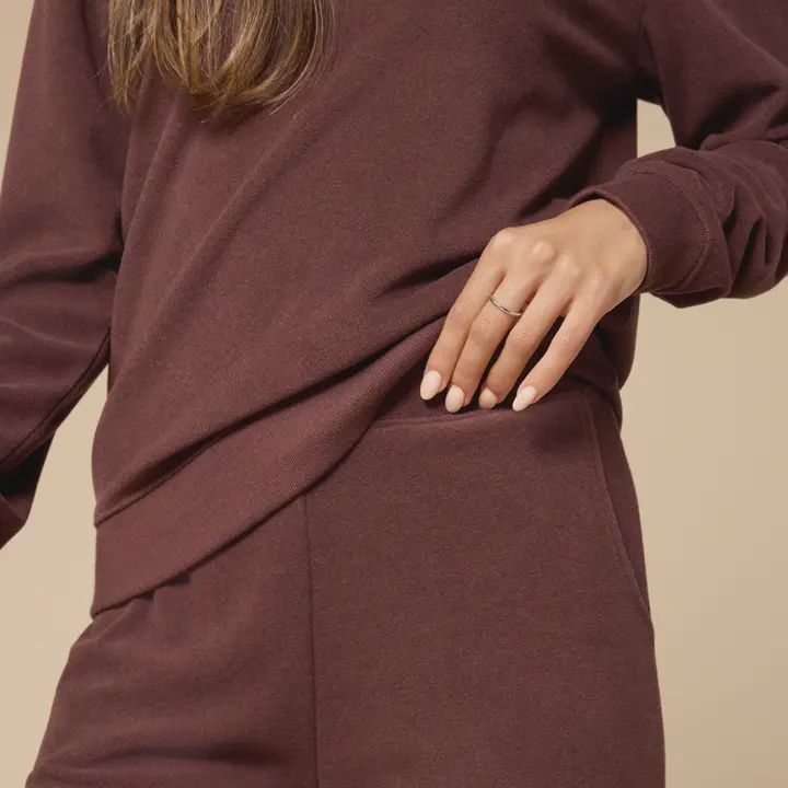 Vintage Velvet V-Neck w/ Wide Leg Pant - Espresso