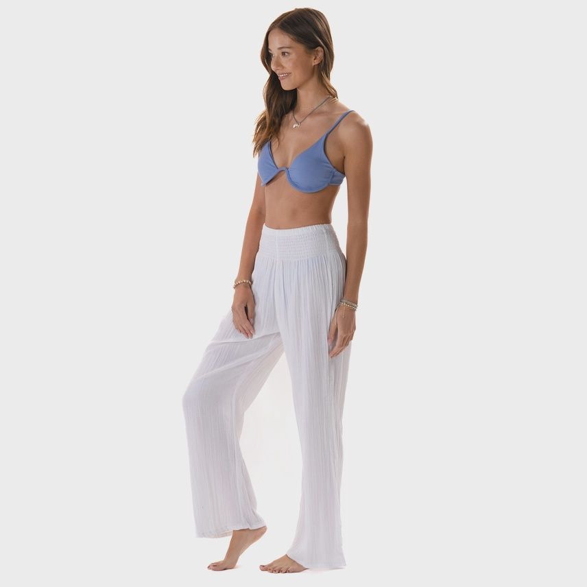 White Wide Leg Cotton Pants