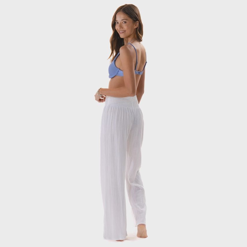 White Wide Leg Cotton Pants
