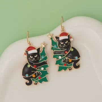 Christmas Tree w/ Cat Earrings