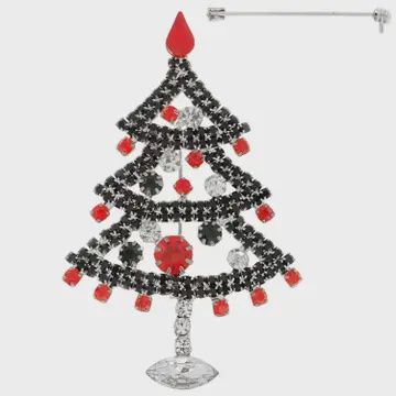 Christmas Tree Rhinestone Brooch