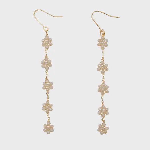 Cream Flower Dangle Earrings